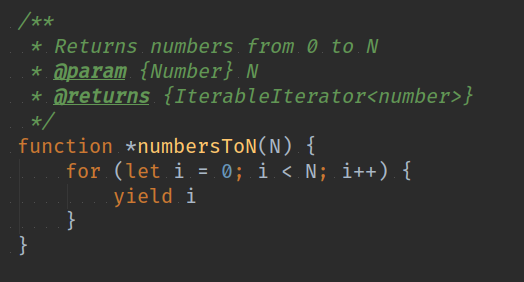 Generator function that returns all int number from 0 to N